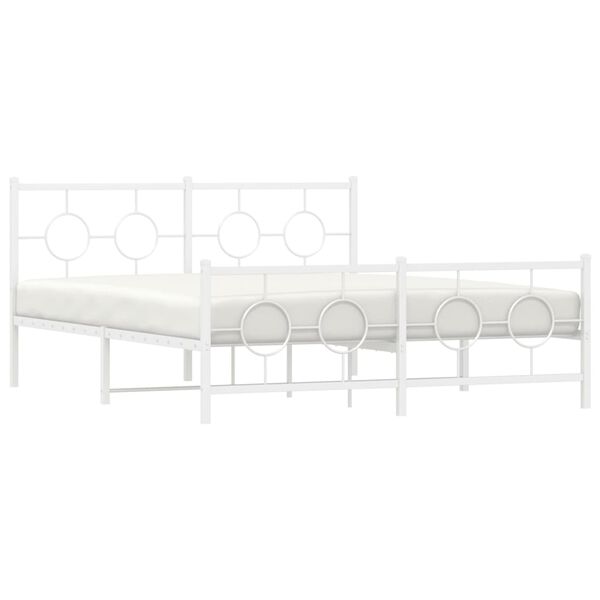 vidaXL Metal Bed Frame without Mattress with Footboard White 150x200cm