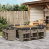 vidaXL 11 Piece Garden Dining Set with Cushions Grey Poly Rattan