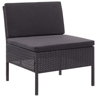 vidaXL 3 Piece Garden Lounge Set with Cushions Poly Rattan Black