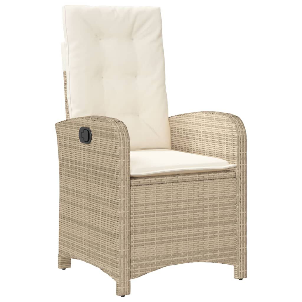 vidaXL 9 Piece Garden Dining Set with Cushions Beige Poly Rattan