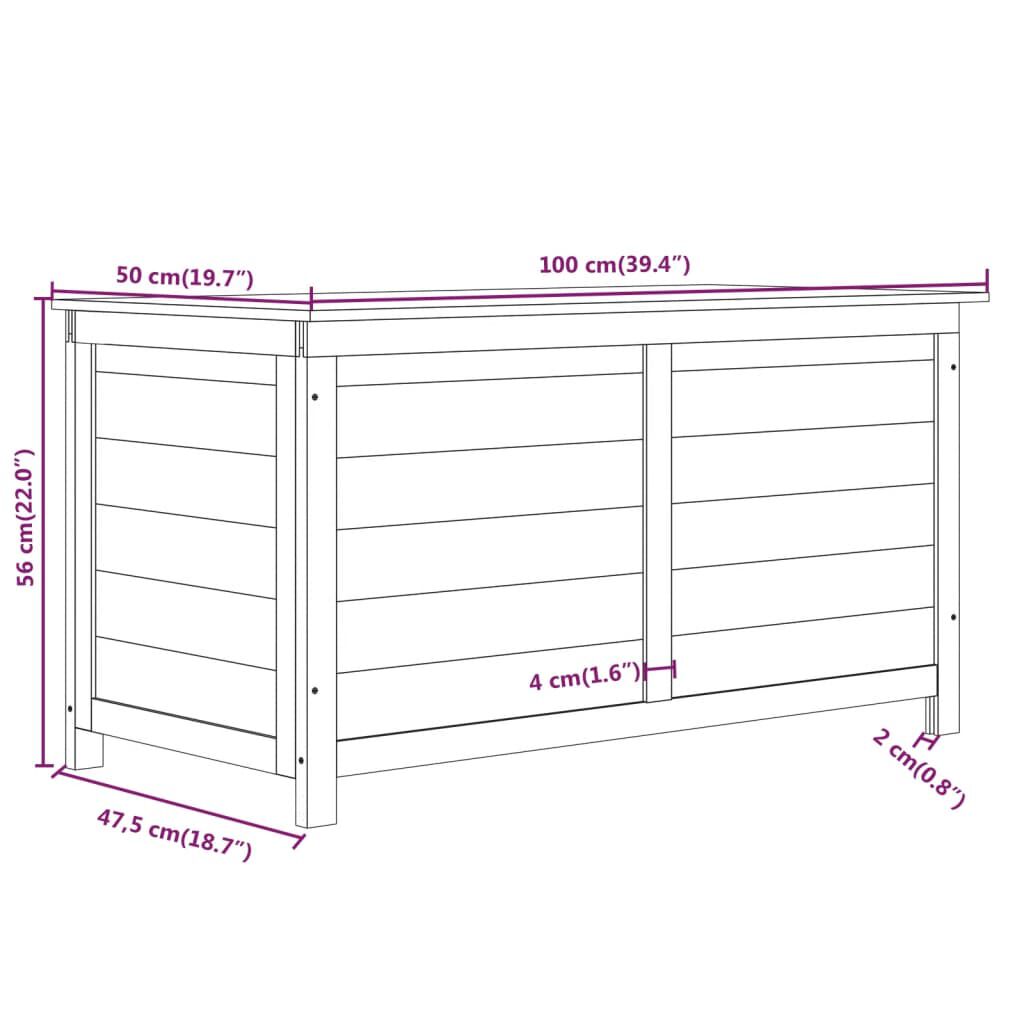vidaXL Outdoor Cushion Box 100x50x56 cm Solid Wood Fir
