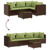 vidaXL 5 Piece Garden Lounge Set with Cushions Brown Poly Rattan