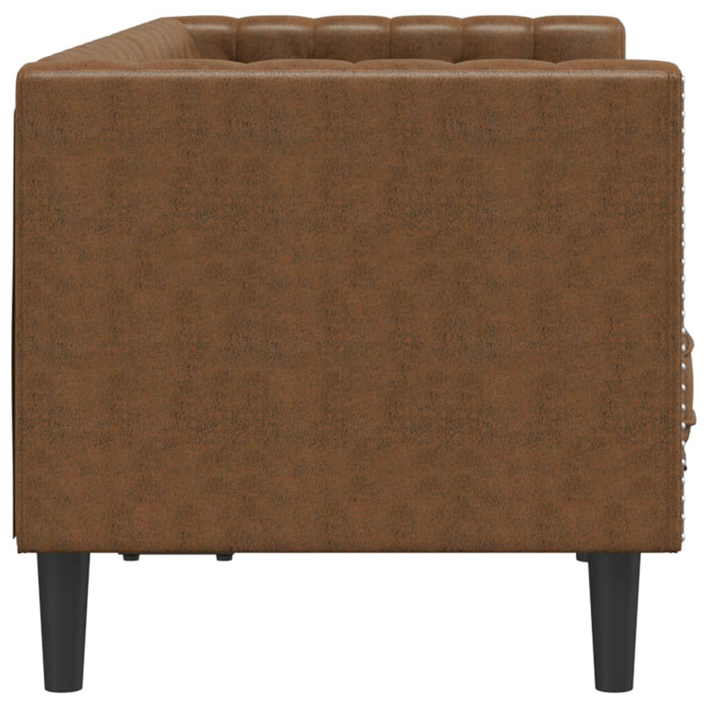 vidaXL Chesterfield Sofa with Bolsters 2-Seater Brown Faux Suede Leather