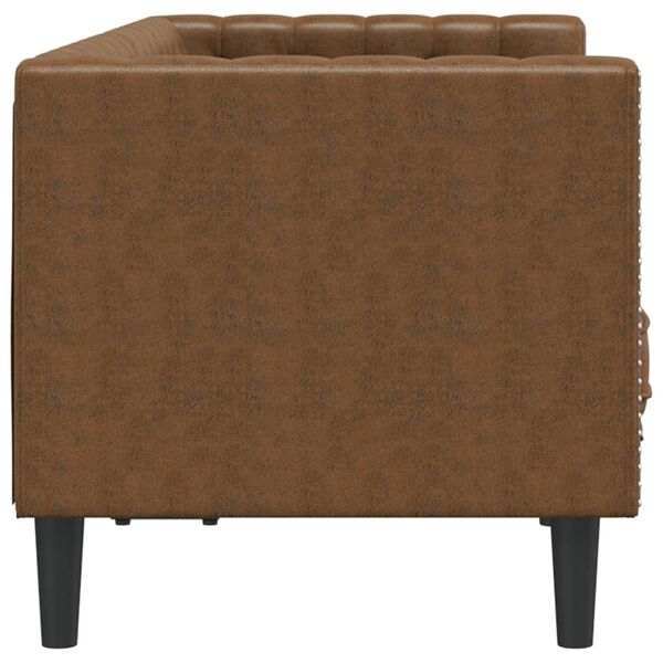 vidaXL Chesterfield Sofa with Bolsters 2-Seater Brown Faux Suede Leather