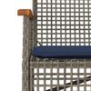 vidaXL Garden Bench with Cushion Grey Poly Rattan Acacia Wood