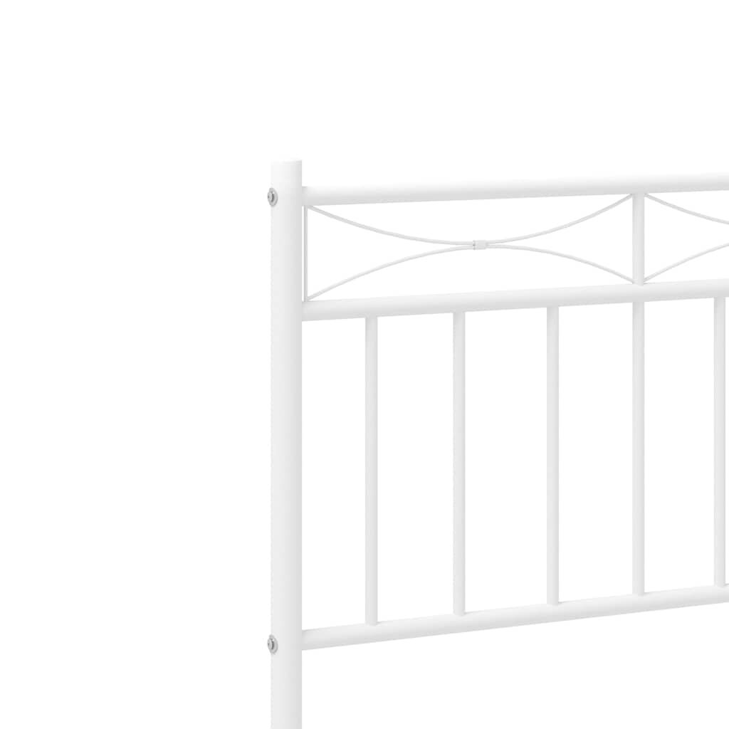 vidaXL Metal Bed Frame without Mattress with Headboard White 150x200cm