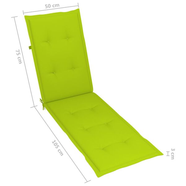 vidaXL Outdoor Deck Chair with Footrest and Cushion Solid Acacia Wood