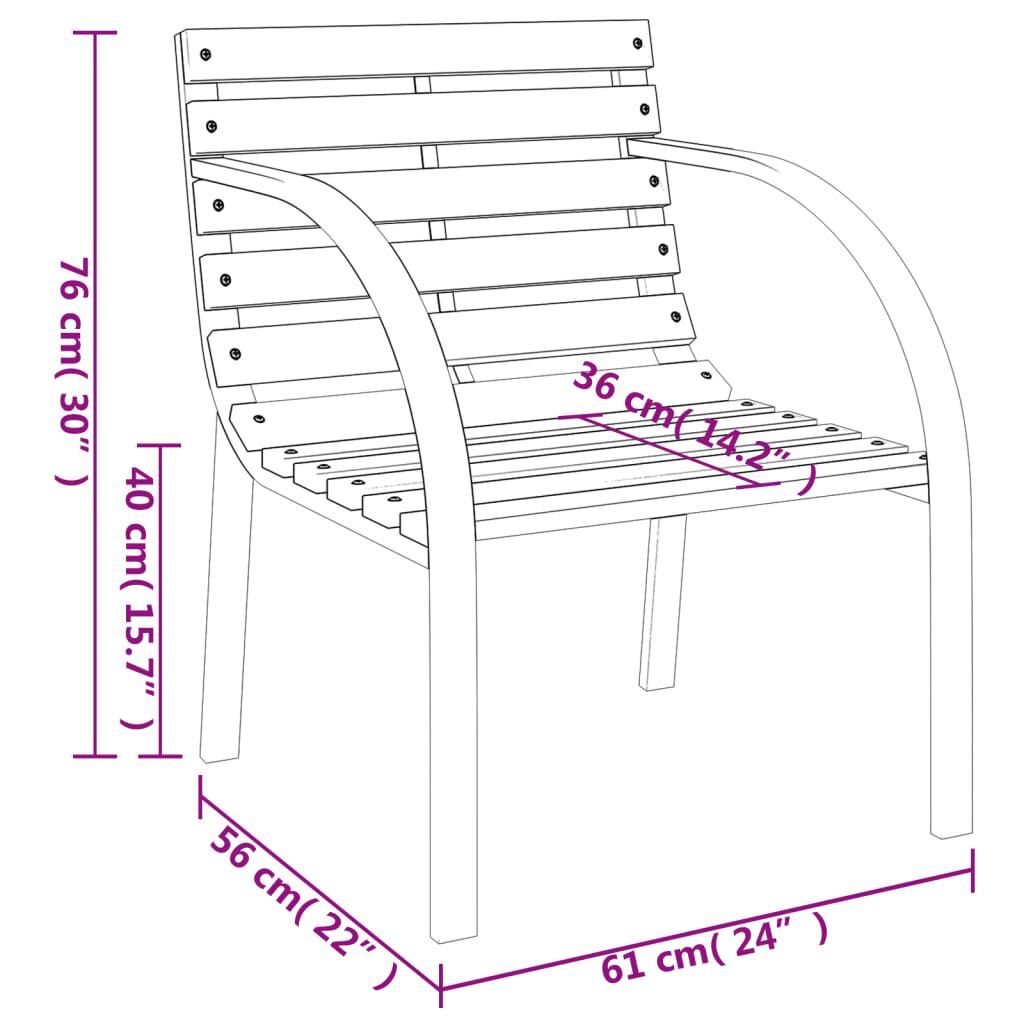 vidaXL Garden Chairs 2 pcs Grey Wood