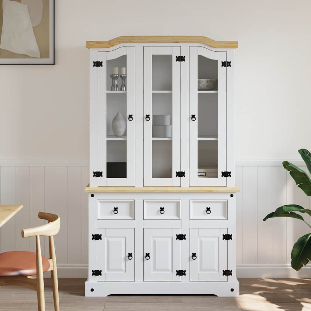 vidaXL Highboard Corona White 112x43x196 cm Solid Wood Mexican Pine
