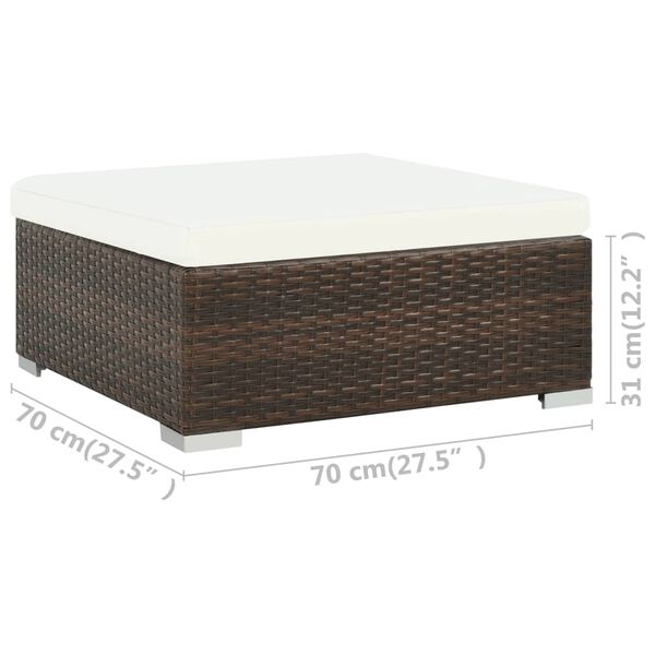 vidaXL 7 Piece Garden Lounge Set with Cushions Poly Rattan Brown