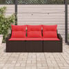 vidaXL Sofa Set with Cushion 3 pcs Brown Poly Rattan