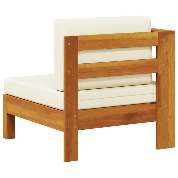vidaXL Middle Sofa with 1 Armrest Cream White Solid Acacia Wood