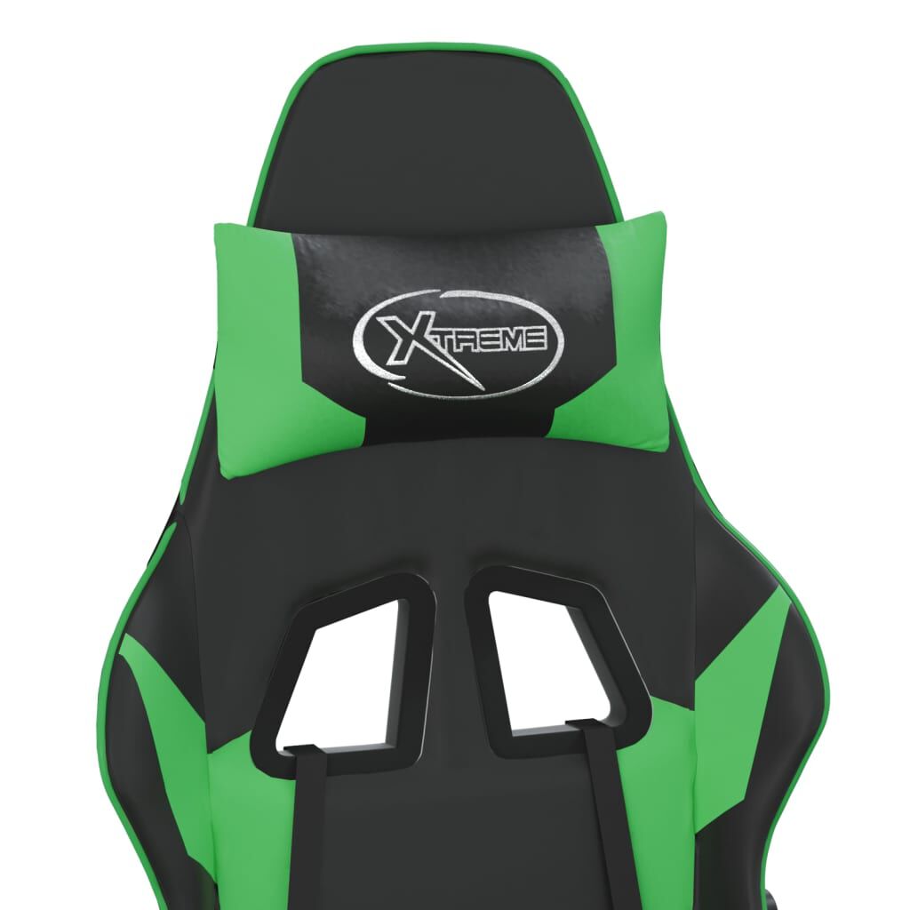 vidaXL Gaming Chair with Footrest Black and Green Faux Leather