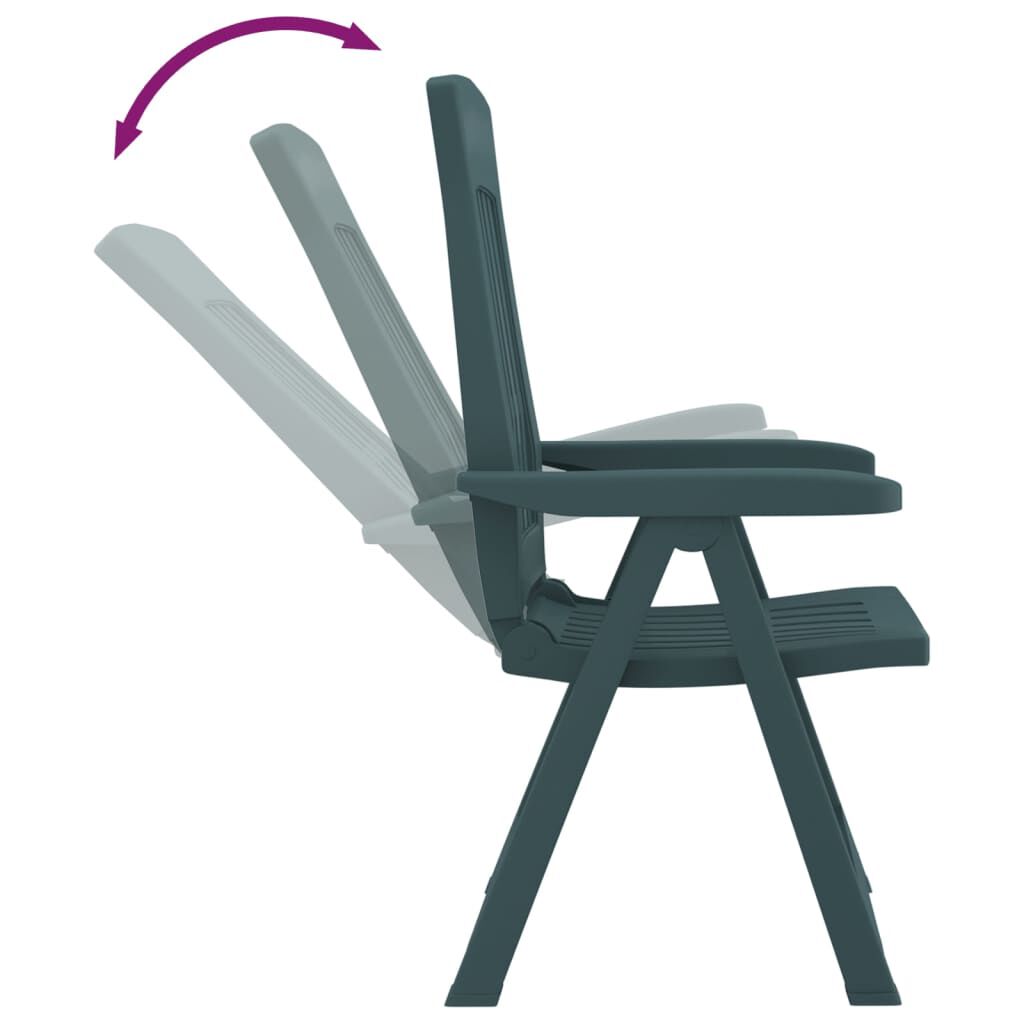 vidaXL Garden Reclining Chairs 2 pcs Green PP