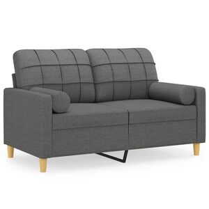 vidaXL 2-Seater Sofa with Throw Pillows Dark Grey 120 cm Fabric