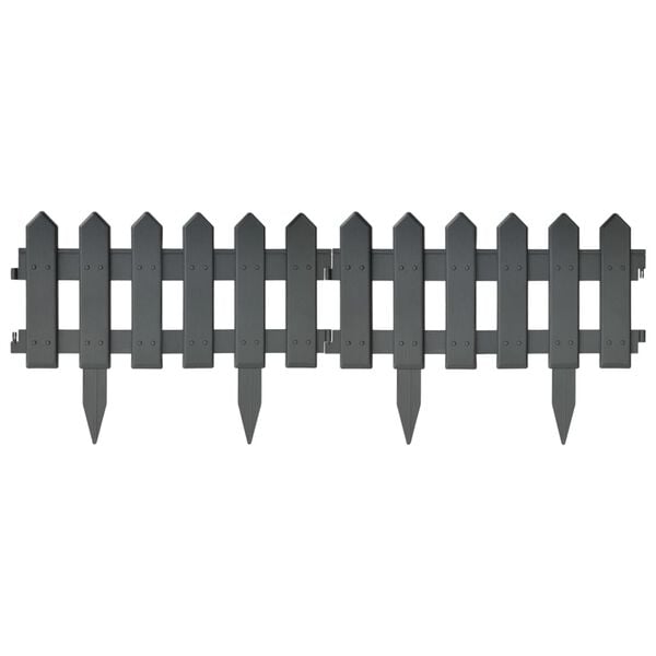 vidaXL Lawn Edgings 25 pcs Anthracite 10 m PP