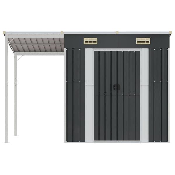 vidaXL Garden Shed with Extended Roof Anthracite 277x107x181 cm Steel