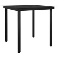 vidaXL Garden Dining Table Black 80x80x74 cm Steel and Glass