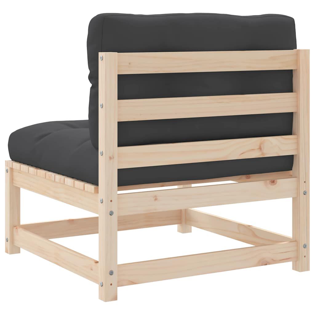 vidaXL Garden Sofas Armless with Cushions 2 pcs Solid Wood Pine