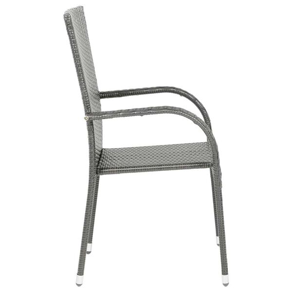 vidaXL Stackable Outdoor Chairs 6 pcs Grey Poly Rattan