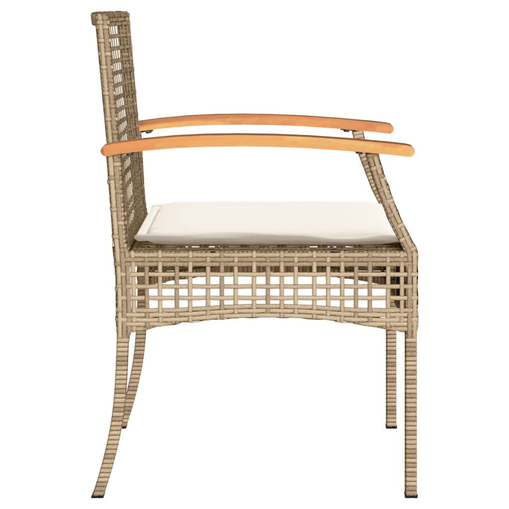 vidaXL Garden Chairs with Cushions 4 pcs Beige Poly Rattan Acacia Wood