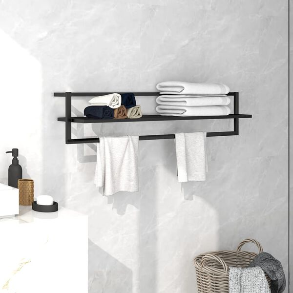 vidaXL Towel Rack Black 95x25x22 cm Iron