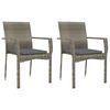 vidaXL Garden Chairs with Cushions 2 pcs Poly Rattan Grey