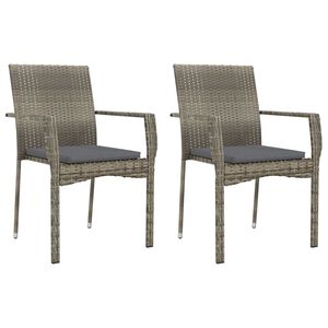 vidaXL Garden Chairs with Cushions 2 pcs Poly Rattan Grey