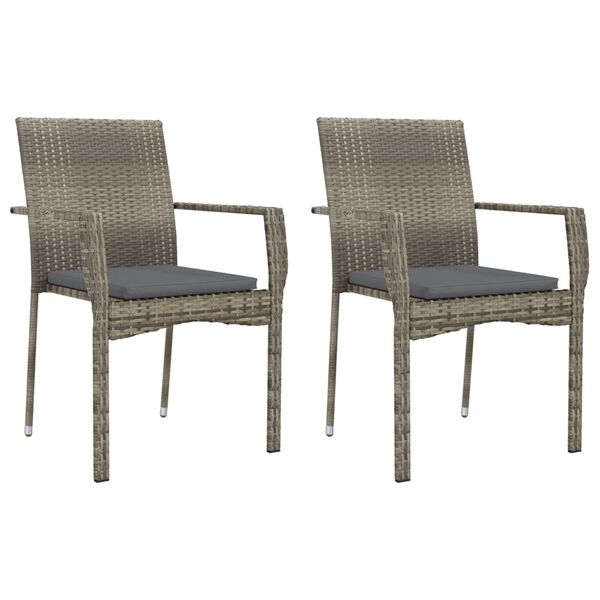 vidaXL Garden Chairs with Cushions 2 pcs Poly Rattan Grey