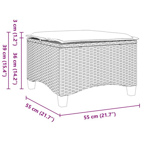 vidaXL Garden Stools with Cushions 2 pcs Beige 55x55x36 cm Poly Rattan