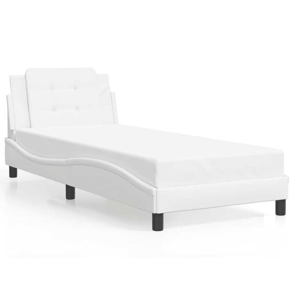 vidaXL Bed Frame with LED without Mattress "Zadar" White 100x203 cm