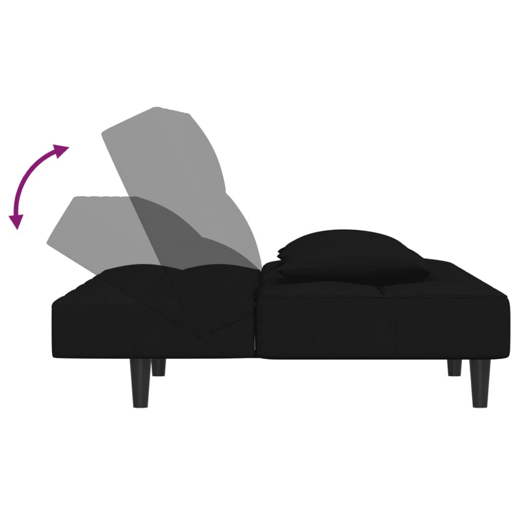 vidaXL 2-Seater Sofa Bed with Two Pillows Black Velvet