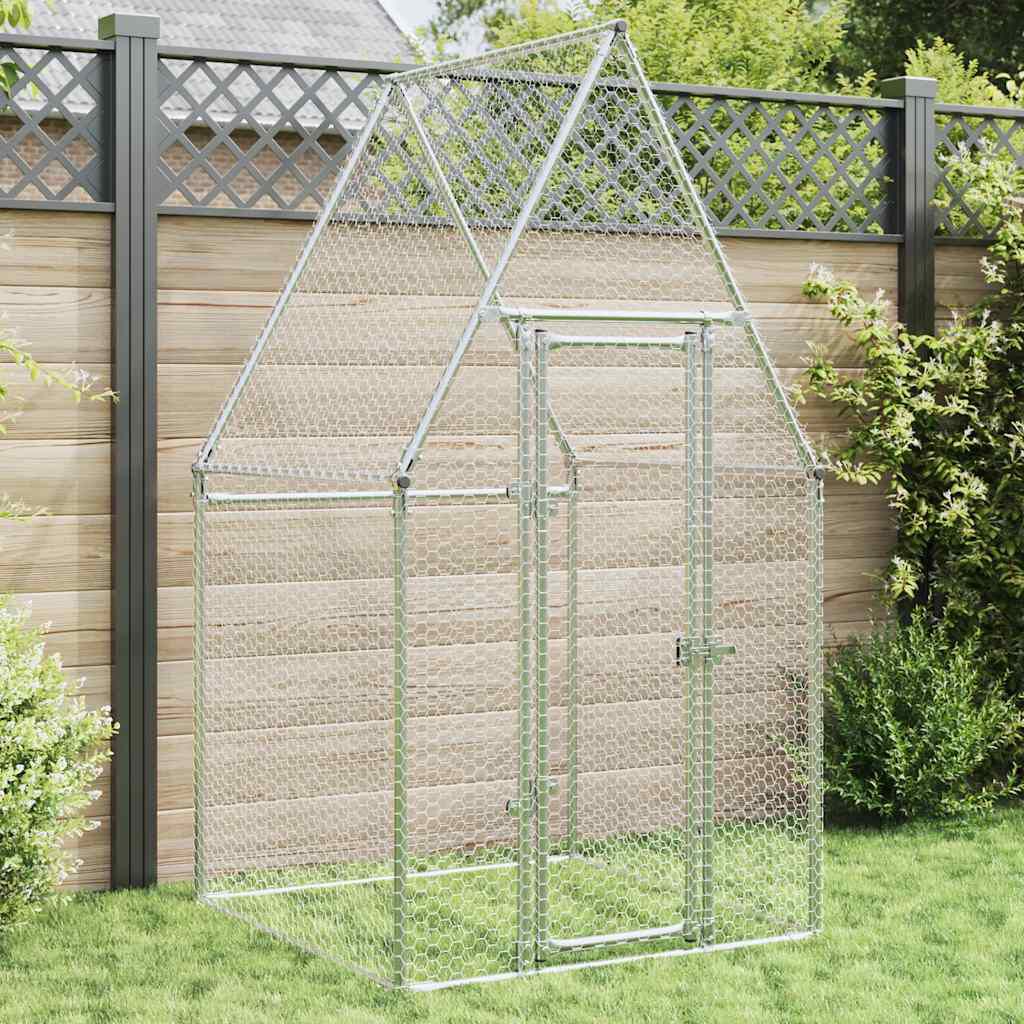 vidaXL Chicken Cage Silver 100x100x190 cm Galvanised Steel