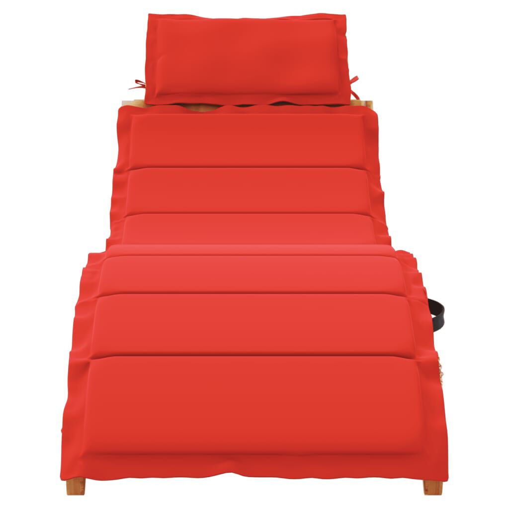 vidaXL Sun Lounger with Cushion Red Solid Wood Acacia
