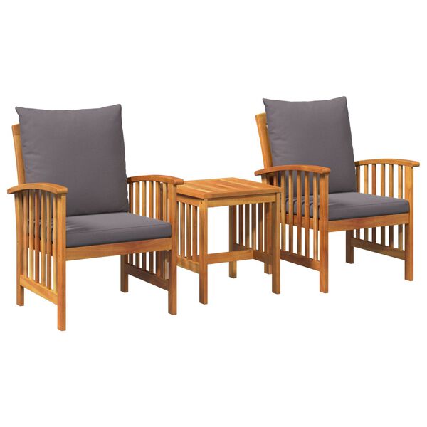 vidaXL 3 Piece Garden Lounge Set with Cushions Solid Acacia Wood