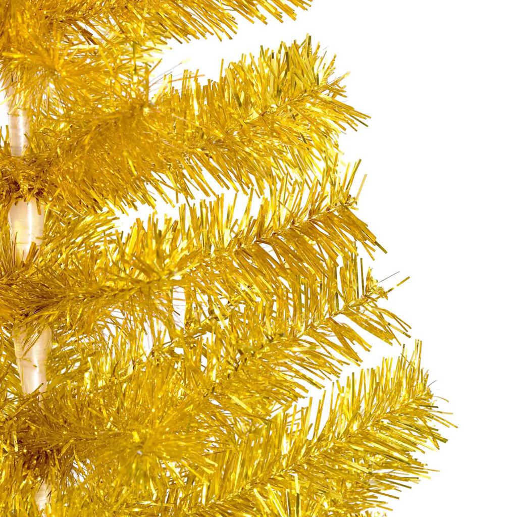 vidaXL Artificial Pre-lit Christmas Tree with Ball Set Gold 210 cm PET