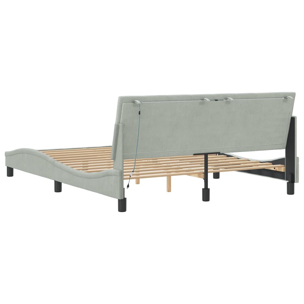 vidaXL Bed Frame with LED without Mattress Light Grey 152x203 cm Velvet