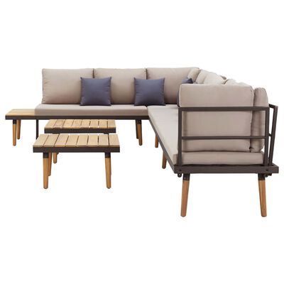 vidaXL 8-Seater Garden Lounge Set with Cushions Solid Acacia Wood