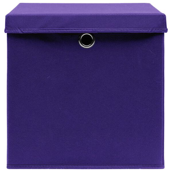 vidaXL Storage Boxes with Lids 4 pcs Purple 32x32x32 cm Fabric