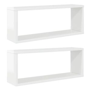 vidaXL Wall Cube Shelf 2 pcs High Gloss White 60x15x23 cm Engineered Wood