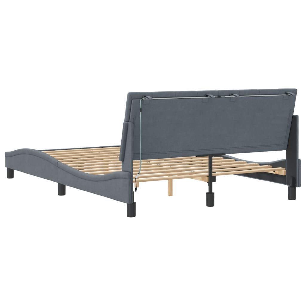 vidaXL Bed Frame with LED without Mattress Dark Grey 137x190 cm Velvet