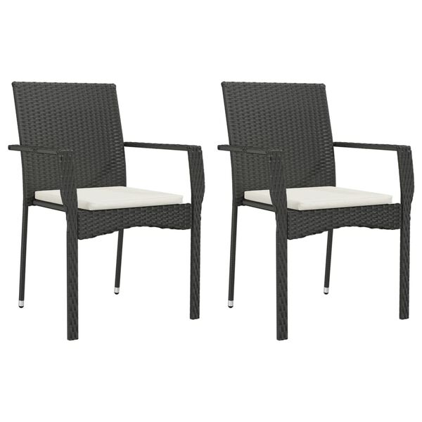 vidaXL 7 Piece Garden Dining Set with Cushions Black Poly Rattan