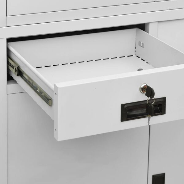 vidaXL Office Cabinet Light Grey 90x40x180 cm Steel and Tempered Glass