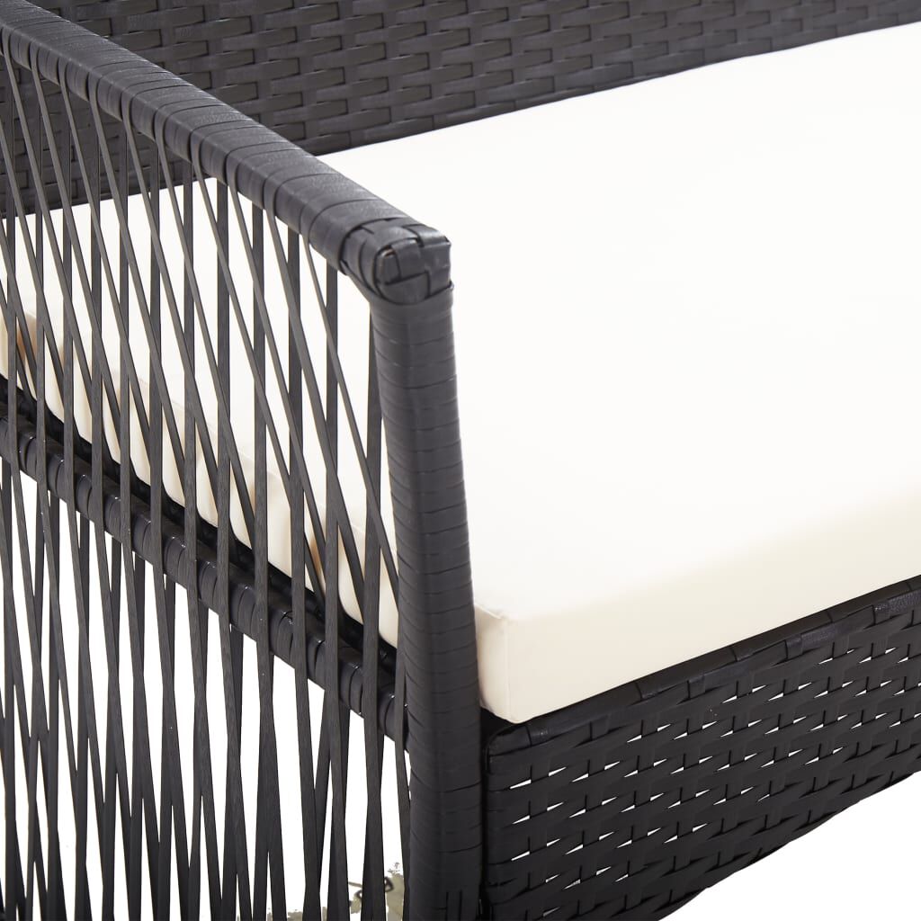 vidaXL 4 Piece Garden Lounge Set with Cushion Poly Rattan Black