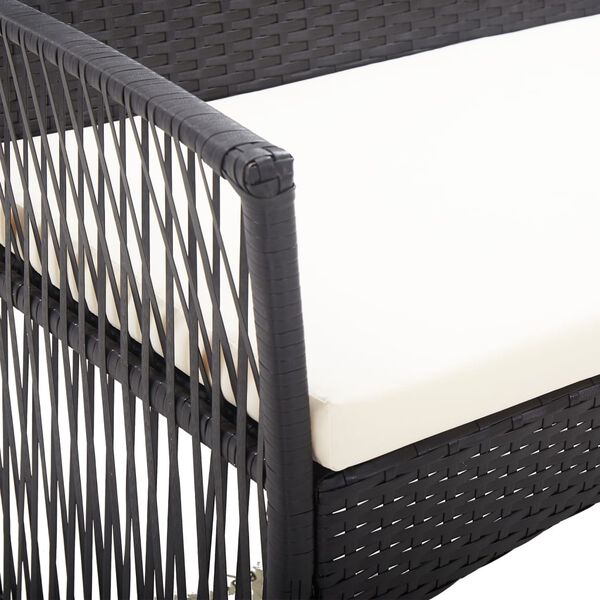 vidaXL 4 Piece Garden Lounge Set with Cushion Poly Rattan Black