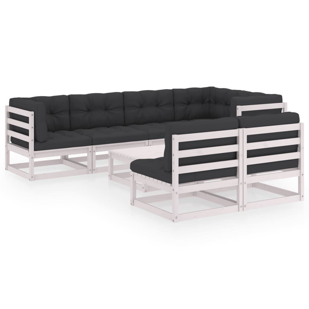 vidaXL 8 Piece Garden Lounge Set with Cushions Solid Pinewood