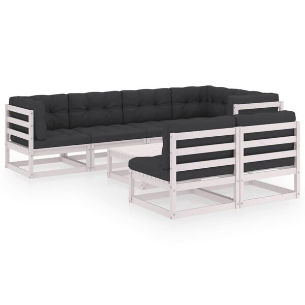 vidaXL 8 Piece Garden Lounge Set with Cushions Solid Pinewood