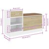 vidaXL Shoe Bench White and Sonoma Oak 94.5x31x57 cm Engineered Wood