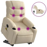 vidaXL Electric Stand up Massage Recliner Chair Cream Fabric