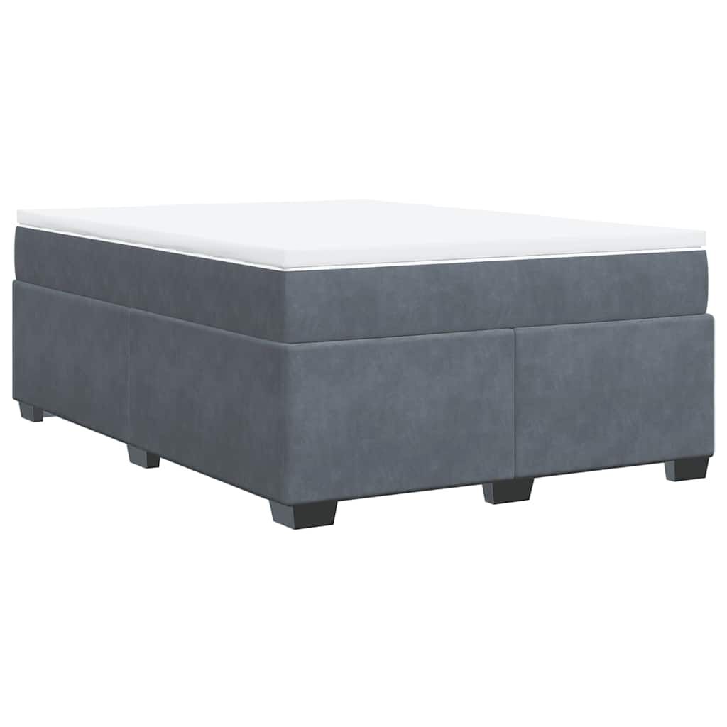 vidaXL Box Spring Bed with Mattress Dark Grey Queen Velvet